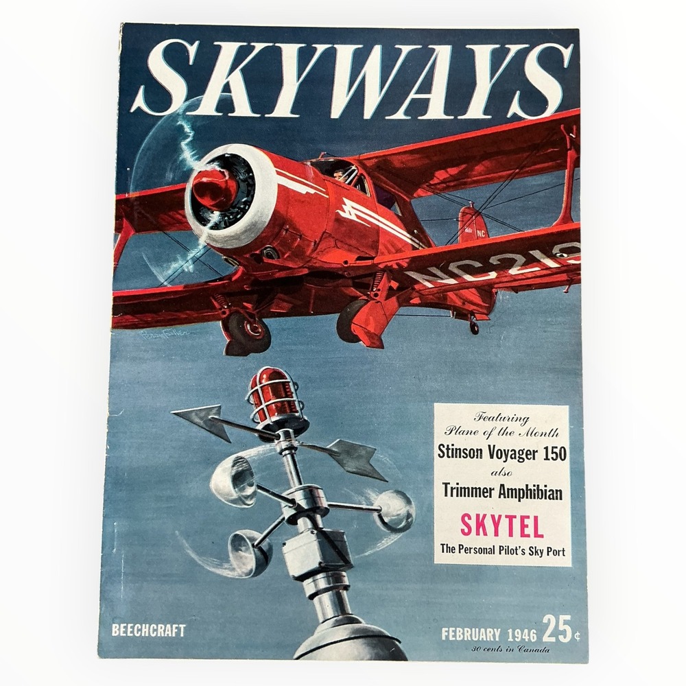 Skyways Magazine February 1946 Beechcraft Stinson Voyager 150 Trimmer Amphibian